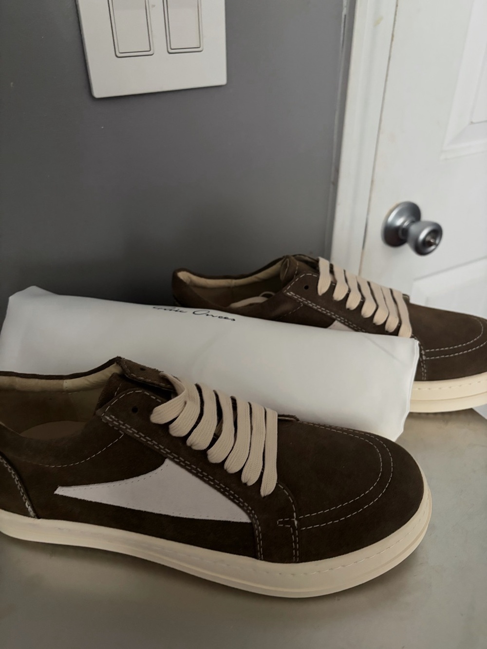Rick Owen Brown Suede Vintage Sneakers - Picture 3 of 4